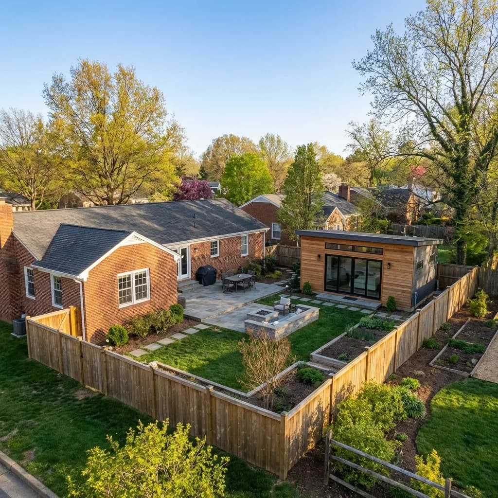 Aerial view of a Northern Virginia property suited for an ADU